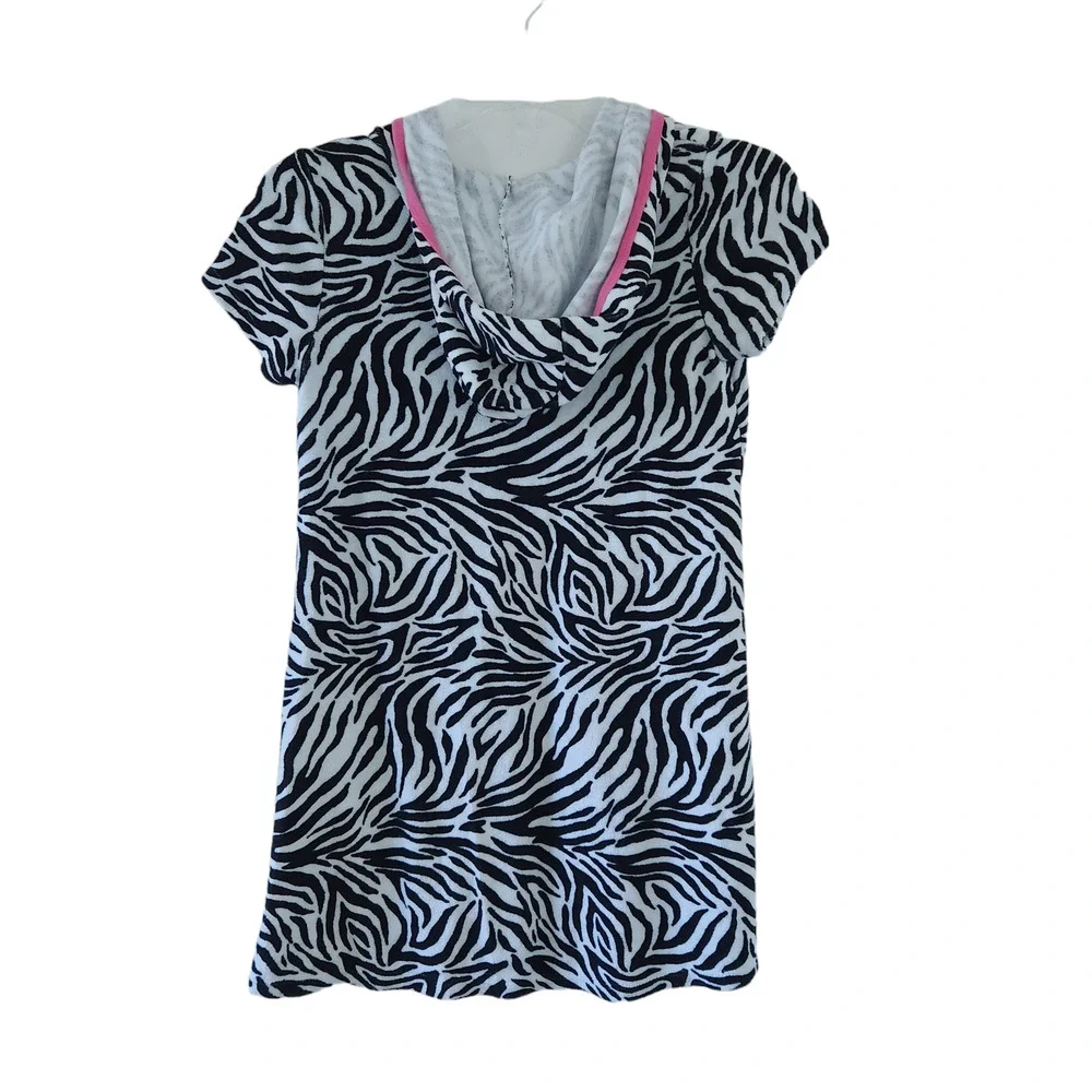 Ocean Pacific Girls Swimsuit Coverup Terrycloth Zebra Print Large 10-12